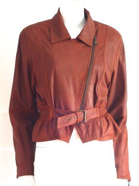 Punto 1990's Leather Jacket With Gathered Waist
